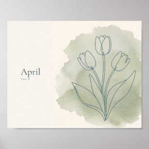 Tulp Botanische Kunstprint   April Bloem Poster