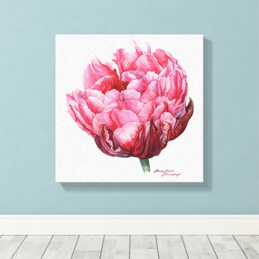 Tulp. Botanische waterverf Canvas Afdruk (Insitu (Houten vloer))