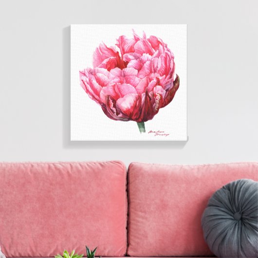 Tulp. Botanische waterverf Canvas Afdruk (Insitu (Woonkamer))