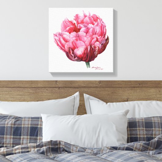 Tulp. Botanische waterverf Canvas Afdruk (Insitu (Slaapkamer))