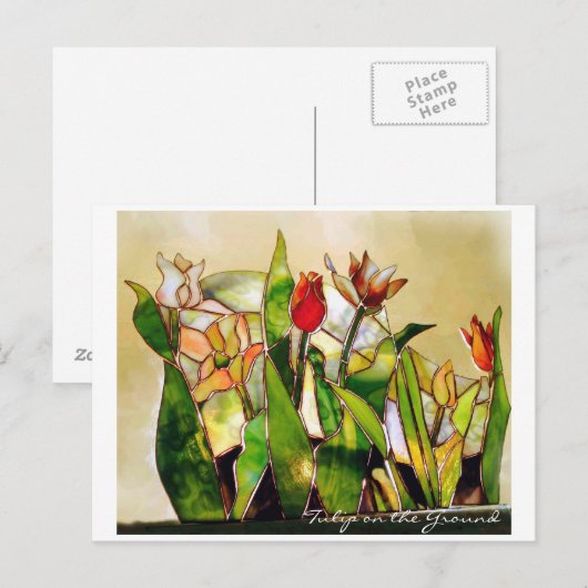 Tulp BRIEFKAART voor geluk op de grond (Voorkant / Achterkant)