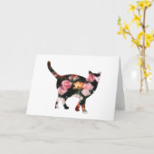 Tulp Cat Blank Note Kaart (Gele Bloem)