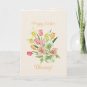 Tulp Daffodil Spring Bouquet Pasen Feestdagen Kaart (Voorkant)