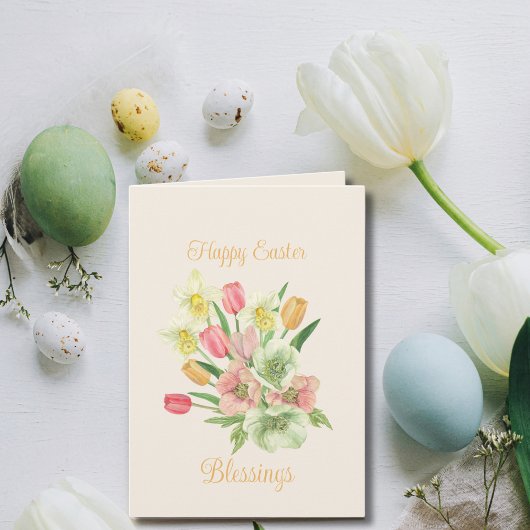 Tulp Daffodil Spring Bouquet Pasen Feestdagen Kaart