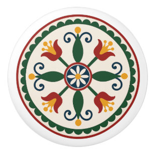 Tulp & Daisy Floral Pennsylvania Dutch Hex Sign K Keramische Knop