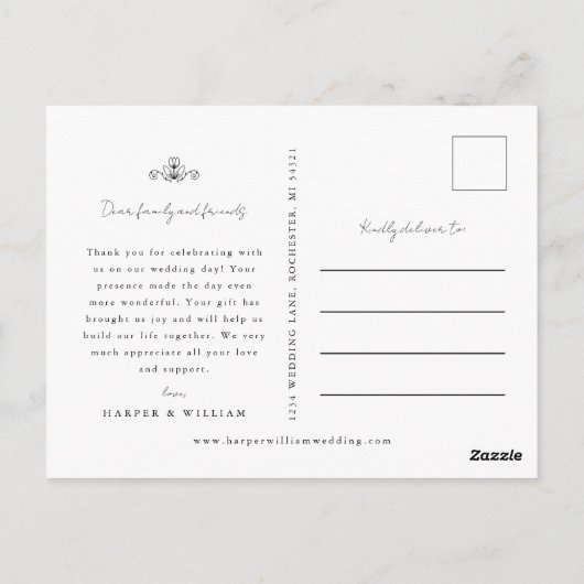 Tulp dank u foto bruiloft Briefkaart (Achterkant)