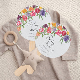 Tulp Delight Levendig Bloemen Baby shower Handwaaier