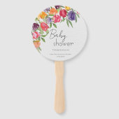 Tulp Delight Levendig Bloemen Baby shower Handwaaier (Achterkant)