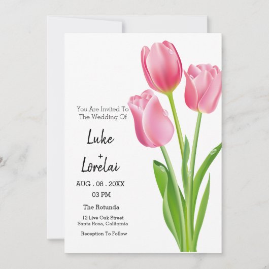 Tulp Elegant Wedding Invitation aanpassen Kaart (Voorkant)
