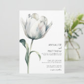Tulp Elegant Witte Bloem Bruiloft Kaart (Staand voorkant)