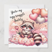 Tulp en Ballonnen Wasbeer Valentijnskaart Feestdagenkaart (Voorkant)