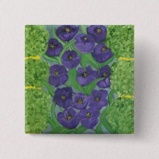 Tulp en Boxhout Vierkante Button 5,1 Cm (Voorkant)