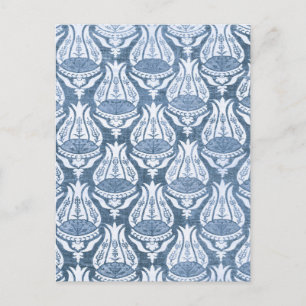 Tulp en latwerk blauwe bloemkunst van William Morr Briefkaart