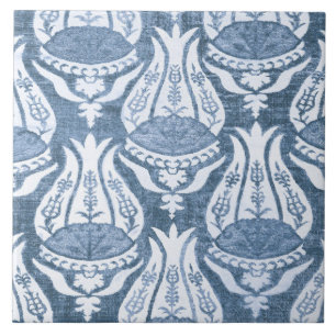 Tulp en latwerk blauwe bloemkunst van William Morr Tegeltje