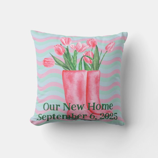  tulp en roze regenlaarzen kussen (Voorkant)