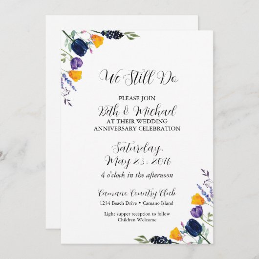 Tulp en wilde bloem we doen nog steeds Jubileum Kaart (Voorkant / Achterkant)