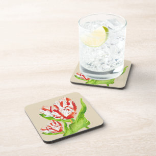 Tulp Estella Rijnveld op een Onderzetter Set