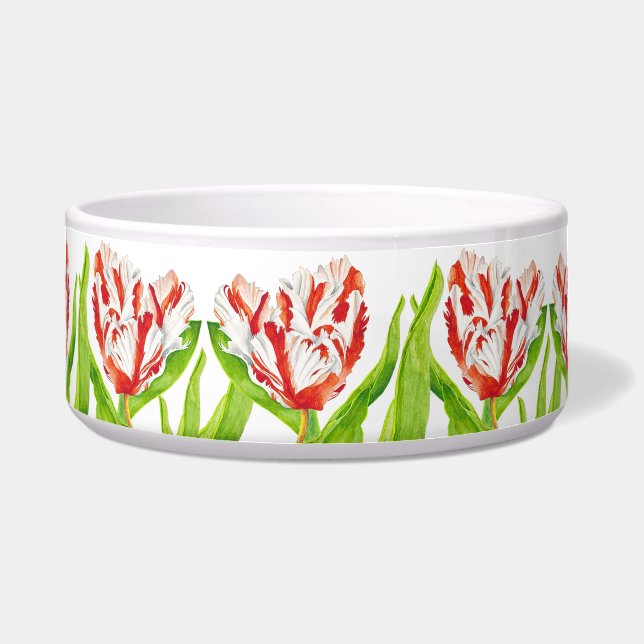 Tulp Estella Rijnveld op een saladekom Voerbakje (Voorkant)