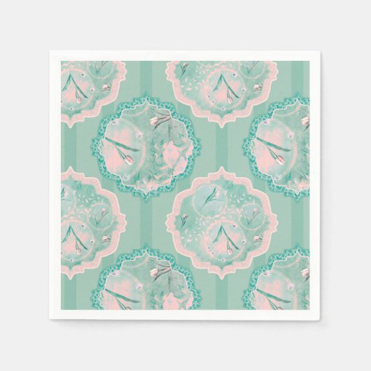 Tulp Fantasy Groen en Roze Servet (Voorkant)