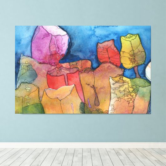 Tulp Fantasy Multi-Color Abstract Canvas afdrukken (Insitu (Houten vloer))