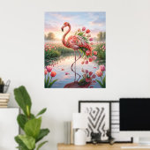 Tulp Flamingo Spiegel Moeras Poster (Thuiskantoor)