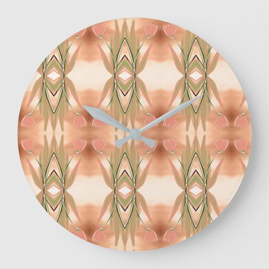 Tulp Floral ontworpen klok met groen en koraal (Voorkant)