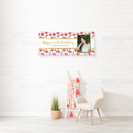 Tulp Flower - aangepaste fototekst, geboortedag Spandoek (Insitu)