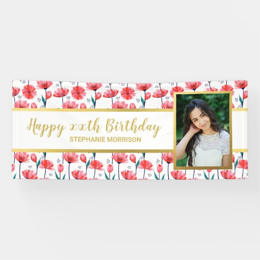 Tulp Flower - aangepaste fototekst, geboortedag Spandoek (Horizontaal)