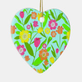 Tulp Flower Blue Floral pattered Keramisch Ornament (Rechts)