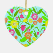 Tulp Flower Blue Floral pattered Keramisch Ornament (Achterkant)