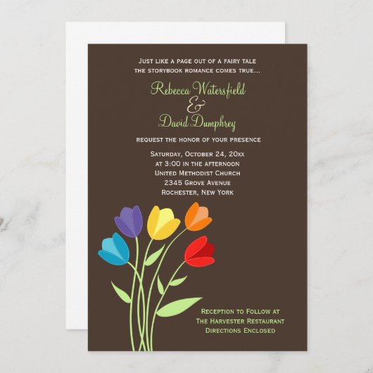 Tulp Flower Rainbow Colors Weddenschap Kaart (Voorkant / Achterkant)