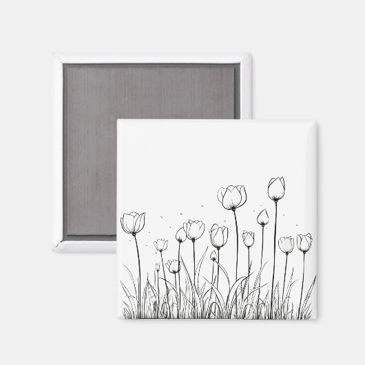 Tulp Flower Tulipa Floral Stencil Pattern-ontwerp Magneet (Voorkant / Achterkant)