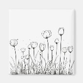 Tulp Flower Tulipa Floral Stencil Pattern-ontwerp Magneet (Voorkant)