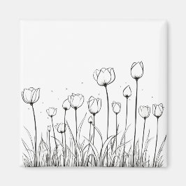 Tulp Flower Tulipa Floral Stencil Pattern-ontwerp Magneet