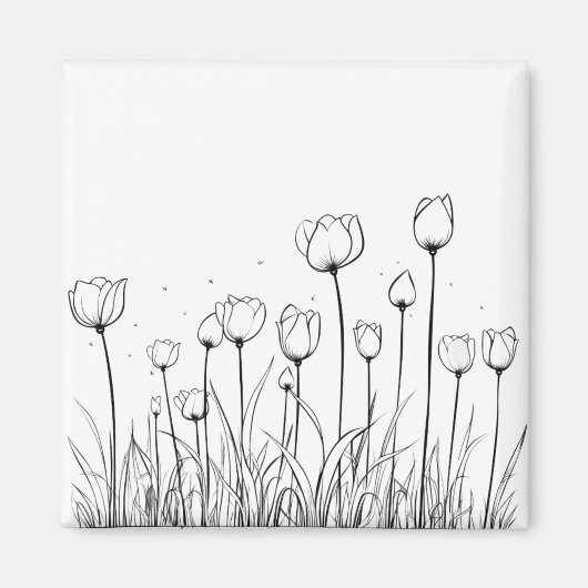 Tulp Flower Tulipa Floral Stencil Pattern-ontwerp Magneet (Voorkant)