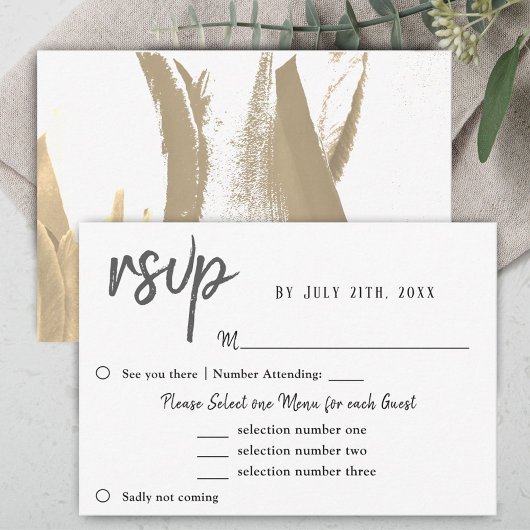 Tulp Flower Wedding Menu Keuze RSVP Golden