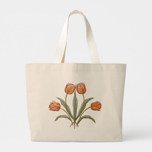 Tulp Flowers Botanische stijlvolle zomer of Initia Grote Tote Bag (Achterkant)