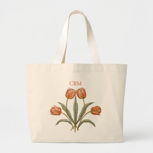 Tulp Flowers Botanische stijlvolle zomer of Initia Grote Tote Bag (Voorkant)