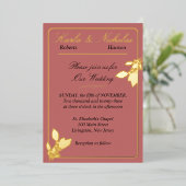 Tulp Flowers, Cinnamon Roos Wedding, Gold Folie Uitnodiging (Staand Voorkant)