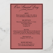 Tulp Flowers, Cinnamon Roos Wedding, Gold Folie Uitnodiging (Achterkant)