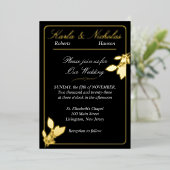 Tulp Flowers, Elegant Black Wedding Folie Uitnodiging (Staand Voorkant)