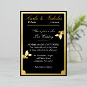 Tulp Flowers, Elegant Black Wedding, Ovaal Border Folie Uitnodiging (Staand Voorkant)