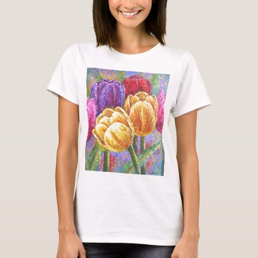 Tulp Flowers Floral Painting Art - Multi T-shirt (Voorkant)