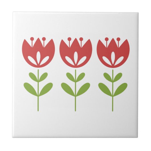 Tulp Flowers Simple Moderne Classic Red Natuur Tegeltje (Voorkant)