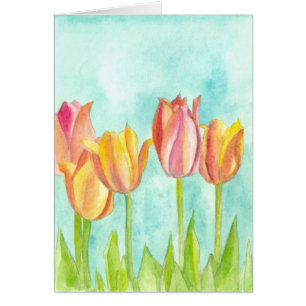 Tulp Flowers Waterverf Spring Garden Blank
