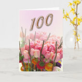 Tulp Happy 100th Birthday Wenskaart Kaart (Gele Bloem)