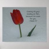 Tulp in de sneeuw poster (Voorkant)