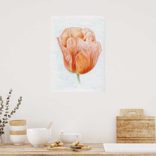 Tulp in peach poster (Keuken)