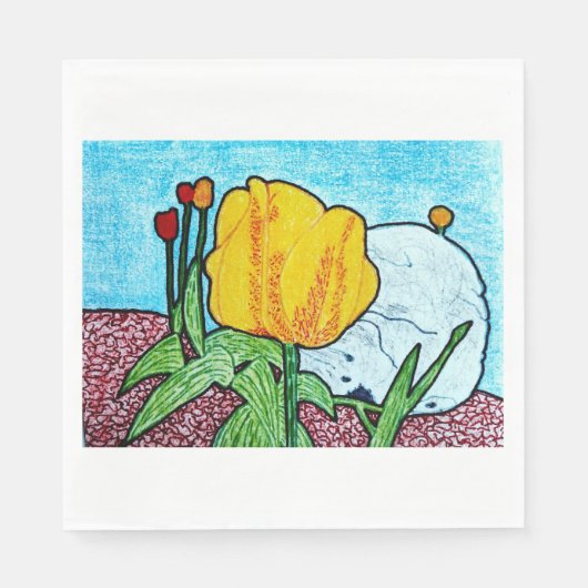 Tulp in Tuin Papier Servet (Voorkant)