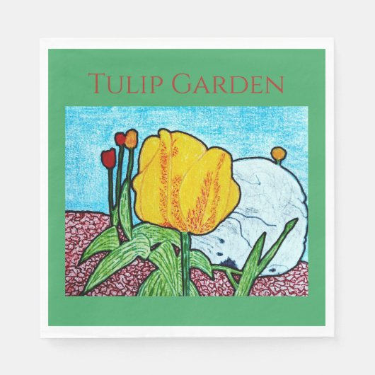 Tulp in tuin servet (Voorkant)